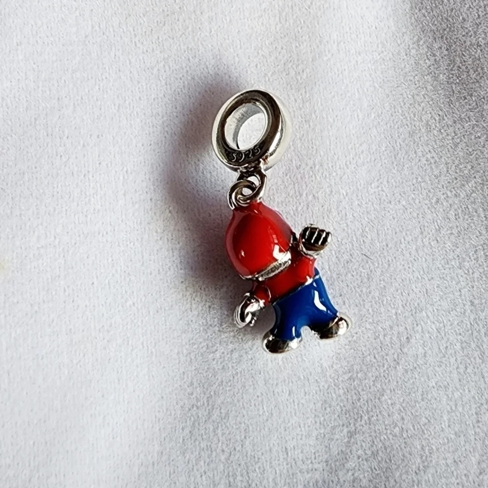 New sterling silver super Mario dangle charm for jewelry / Pandora like bracelet